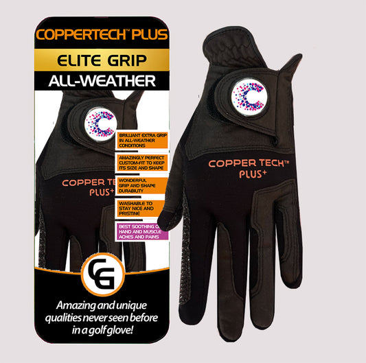 CANCER RESEARCH UK CHARITY BLACK COPPERTECH PLUS ALL-WEATHER ELITE GRIP GLOVE