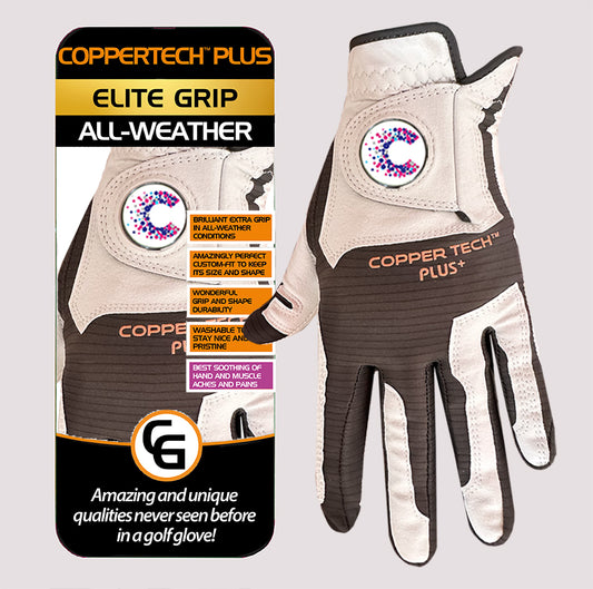 CANCER RESEARCH UK CHARITY WHITE/GREY COPPERTECH PLUS ALL-WEATHER ELITE GRIP GLOVE