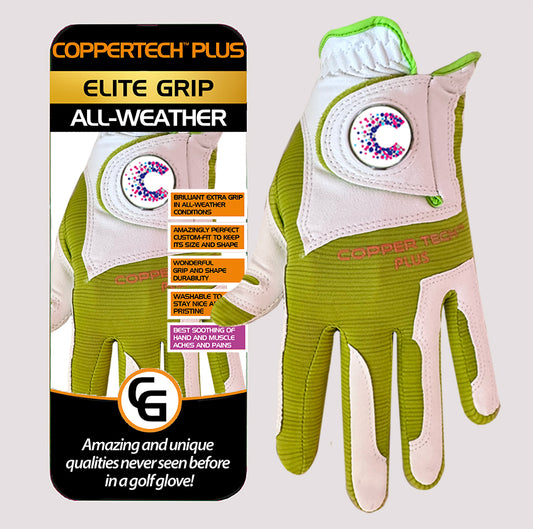 CANCER RESEARCH UK CHARITY WHITE/LIME COPPERTECH PLUS ALL-WEATHER ELITE GRIP GLOVE