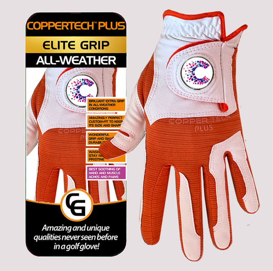 CANCER RESEARCH UK CHARITY WHITE/ORANGE COPPERTECH PLUS ALL-WEATHER ELITE GRIP GLOVE