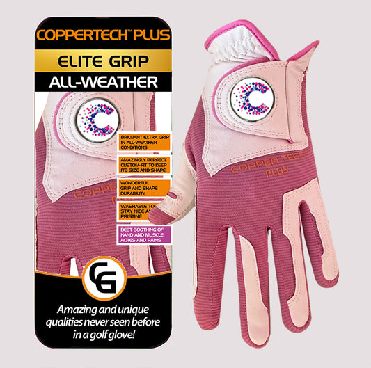 CANCER RESEARCH UK CHARITY WHITE/PINK COPPERTECH PLUS ALL-WEATHER ELITE GRIP GLOVE