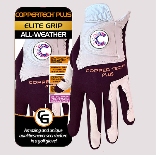 CANCER RESEARCH UK CHARITY WHITE/PURPLE COPPERTECH PLUS ALL-WEATHER ELITE GRIP GLOVE