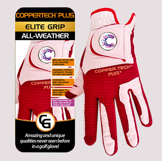 CANCER RESEARCH UK CHARITY WHITE/RED COPPERTECH PLUS ALL-WEATHER ELITE GRIP GLOVE