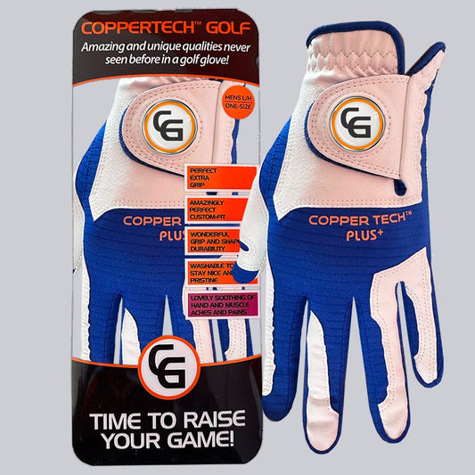 WHITE/ROYAL BLUE COPPERTECH PLUS ELITE GRIP GLOVE