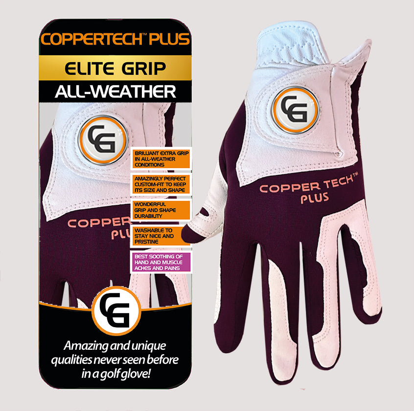 WHITE/PURPLE COPPERTECH PLUS ELITE GRIP ALL-WEATHER GLOVE