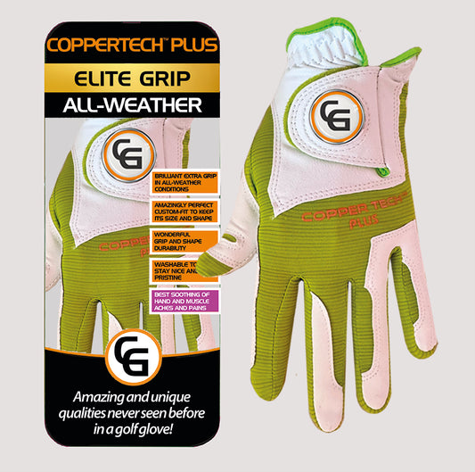 WHITE/LIME COPPERTECH PLUS ELITE GRIP ALL-WEATHER GLOVE