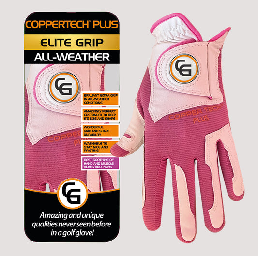 WHITE/PINK COPPERTECH PLUS ELITE GRIP ALL-WEATHER GLOVE